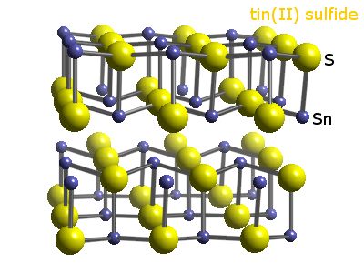 Crystal structure of tin sulphide