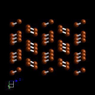 Bromine crystal structure image (ball and stick style)