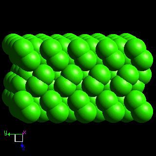 Chlorine crystal structure image (space filling style)