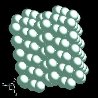 Fluorine crystal structure image (space filling style)