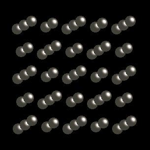 Helium crystal structure image (ball and stick style)