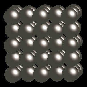 Helium crystal structure image (space filling style)