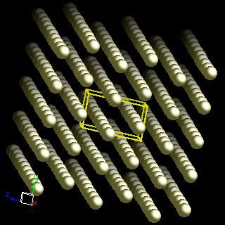 Hafnium crystal structure image (ball and stick style)