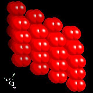 Oxygen crystal structure image (space filling style)