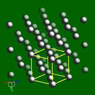 Lead crystal structure image (ball and stick style)