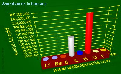 Image showing periodicity of abundances in humans (by atoms) for 2s and 2p chemical elements.