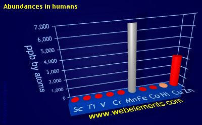 Image showing periodicity of abundances in humans (by atoms) for 4d chemical elements.